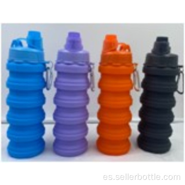 Botella de silicona de color sólido plegable de 500 ml Estilo 1